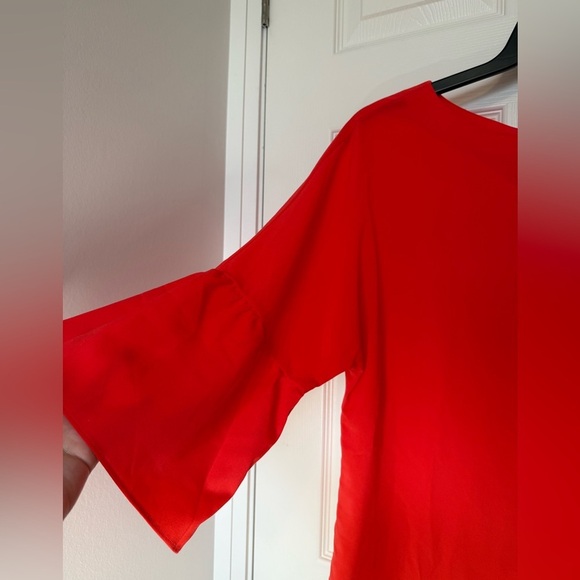 4/$20 Banana Republic Oversized Red Orange Flowy Bell Sleeve Blouse- size S- EUC - Picture 4 of 9